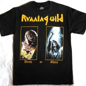 RUNNING WILD DEATH OR GLORY '89 NEW BLACK T-SHIRT