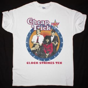 CHEAP TRICK CLOCK STRIKES TEN NEW WHITE T-SHIRT