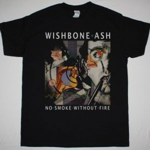 WISHBONE ASH NO SMOKE WITHOUT FIRE 1978 NEW BLACK T SHIRT