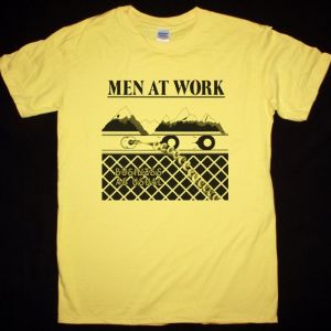 MEN AT WORK BUSINESS AS USUAL NEW YELLOW T-SHIRT