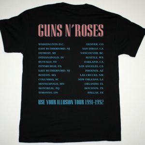 GUNS N ROSES USE YOUR ILLUSION TOUR 91-92 NEW BLACK T-SHIRT