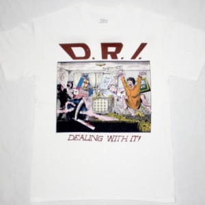 D.R.I. DEALING WITH IT'85  NEW WHITE T-SHIRT