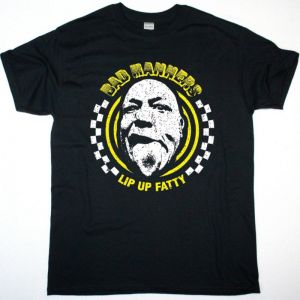 BAD MANNERS HEAD LIP UP FATTY LOGO NEW BLACK T-SHIRT