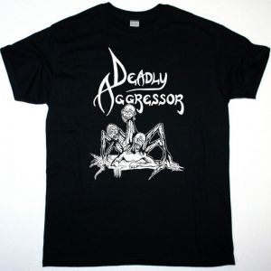 DEADLY AGRESSOR VIOLENT DEATH NEW BLACK T SHIRT