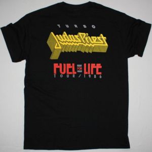 JUDAS PRIEST TURBO FUEL FOR LIFE TOUR NEW BLACK T-SHIRT