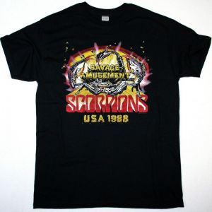 SCORPIONS SAVAGE AMUSEMENT USA 1988 NEW BLACK T-SHIRT