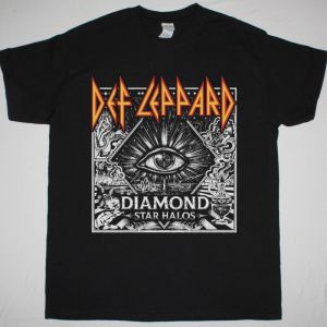 DEF LEPPARD DIAMONDS STAR HALOS NEW BLACK T SHIRT