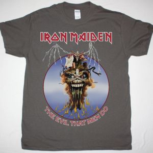 IRON MAIDEN THE EVIL THAT MEN DO NEW GREY T SHIRT