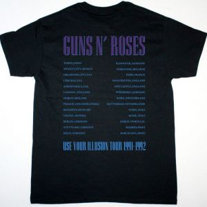 GUNS N ROSES USE YOUR ILLUSION TOUR 91-92 NEW BLACK T-SHIRT