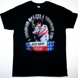 ALICE COOPER TROUBLED MAN FOR TROUBLED TIME NEW BLACK T SHIRT