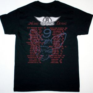AEROSMITH NINE LIVES TOUR NEW BLACK TSHIRT