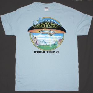 BOSTON WORLD TOUR '79 NEW LIGHT BLUE T SHIRT