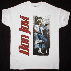 BON JOVI SLIPPERY WHEN WET TOUR  NEW WHITE T SHIRT