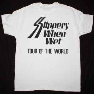 BON JOVI SLIPPERY WHEN WET TOUR  NEW WHITE T SHIRT