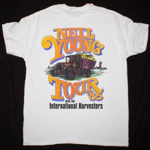NEIL YOUNG TOUR 1985 NEW WHITE T SHIRT