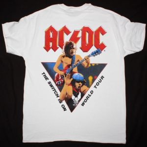 AC DC FLICK OF THE SWITCH TOUR 1983 AC/DC NEW WHITE T-SHIRT