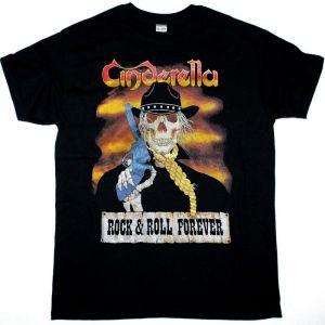 CINDERELLA ROCK N ROLL FOREVER NEW BLACK T SHIRT