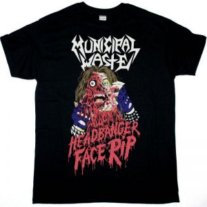 MUNICIPAL WASTE HEADBANGER FACE RIP NEW BLACK T-SHIRT