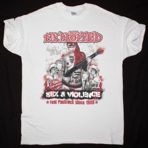 EXPLOITED SEX VIOLENCE NEW WHITE T-SHIRT