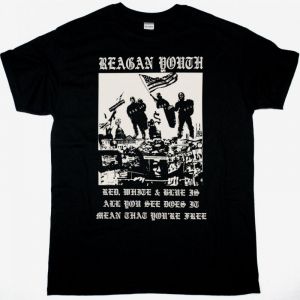 REAGAN YOUTH RED WHITE BLUE NEW BLACK T SHIRT