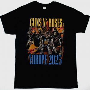 GUNS N ROSES EUROPE 2023 TOUR NEW BLACK T-SHIRT
