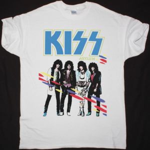 KISS ASYLUM BAND 1985 NEW WHITE T-SHIRT