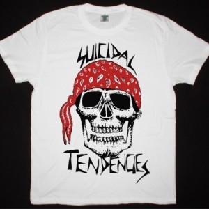 SUICIDAL TENDENCIES BANDANA SKULL NEW WHITE T-SHIRT