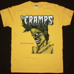THE CRAMPS BAD MUSIC FOR BAD PEOPLE NEW YELLOW T SHIRT