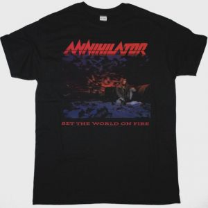 ANNIHILATOR SET THE WORLD ON FIRE NEW BLACK T-SHIRT