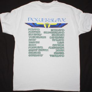 IRON MAIDEN POWERSLAVE WORLD SLAVERY TOUR 84-85 NEW WHITE T-SHIRT