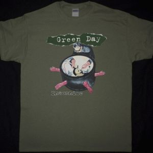 GREEN DAY INSOMNIAC 1995 WORLD TOUR NEW MILITARY GREEN T-SHIRT