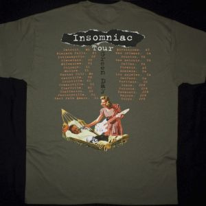 GREEN DAY INSOMNIAC 1995 WORLD TOUR NEW MILITARY GREEN T-SHIRT