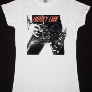 MOTLEY CRUE TOO FAST FOR LOVE 1982 NEW WHITE LADY T-SHIRT
