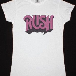 RUSH DISTRESSED LOGO NEW WHITE LADY T-SHIRT