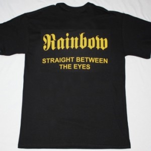 RAINBOW STRAIGHT BETWEEN THE EYES'82 NEW BLACK T-SHIRT