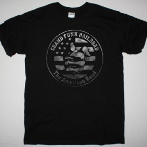 GRAND FUNK RAILROAD BLACK AND WHITE LOGO THE AMERICAN BAND NEW BLACK T-SHIRT