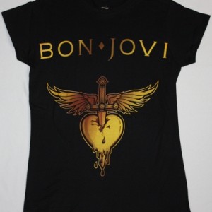 BON JOVI GREATEST HITS LOGO NEW BLACK LADY T-SHIRT