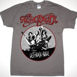 AEROSMITH AEROSMITH LET ROCK RULE TOUR 2014 NEW GREY CHARCOAL T-SHIRT