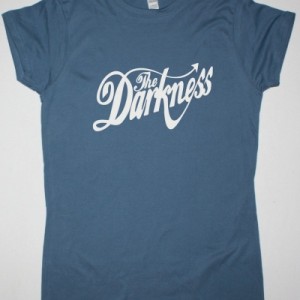 THE DARKNESS WHITE LOGO NEW INDIGO BLUE LADY T-SHIRT