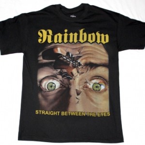 RAINBOW STRAIGHT BETWEEN THE EYES'82 NEW BLACK T-SHIRT