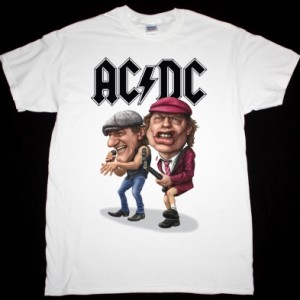 AC DC BAND CARTOON AC/DC NEW WHITE T-SHIRT