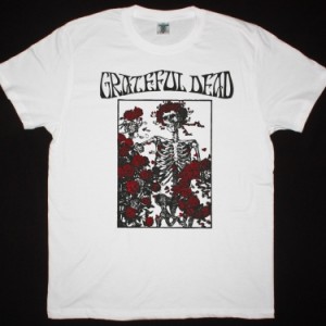 GRATEFUL DEAD SKULL AND ROSES NEW WHITE T SHIRT
