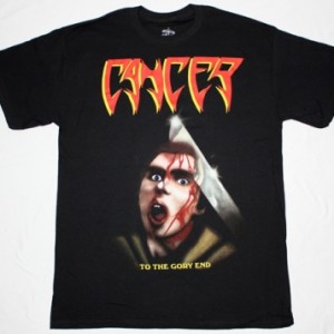 CANCER TO THE GORY END'90 NEW BLACK T-SHIRT