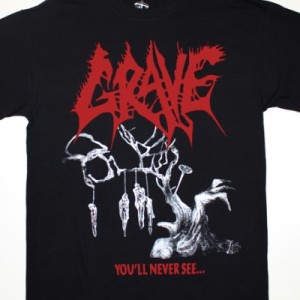 GRAVE YOU'LL NEVER SEE...'92 NEW BLACK T-SHIRT