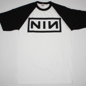 NINE INCH NAILS LOGO NEW WHITE/BLACK BASEBALL T-SHIRT