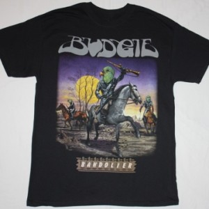 BUDGIE BANDOLIER'75  NEW BLACK T-SHIRT