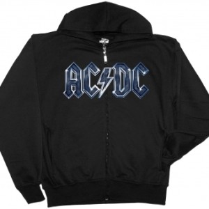 AC DC LOGO AC/DC NEW BLACK ZIPPED HOODIE