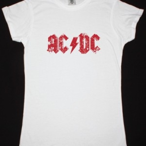 AC DC DISTRESSED LOGO AC/DC NEW WHITE LADY T-SHIRT