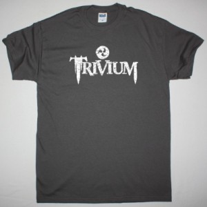TRIVIUM DISTRESSED LOGO NEW GREY CHARCOAL T-SHIRT