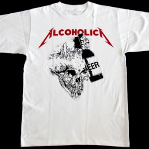 METALLICA  ALCOHOLICA 2 NEW WHITE T-SHIRT
